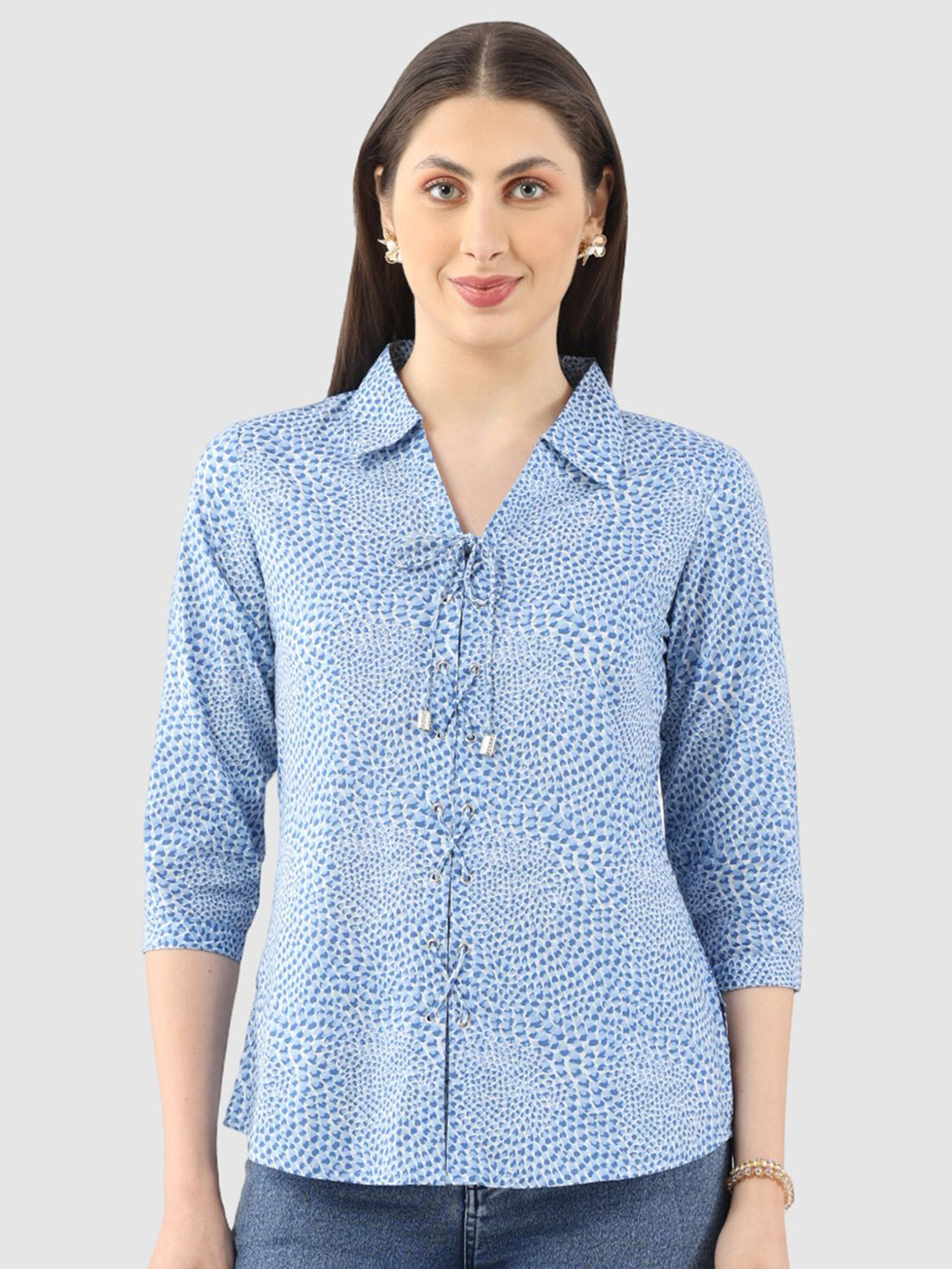 Mustard Abstract Printed Spread Collar Shirt