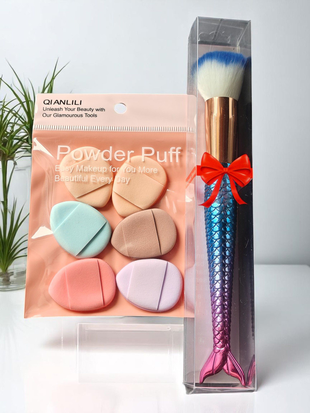 CHRONEX Set Of 7 Finger Mini Eye Puff With Face Brush