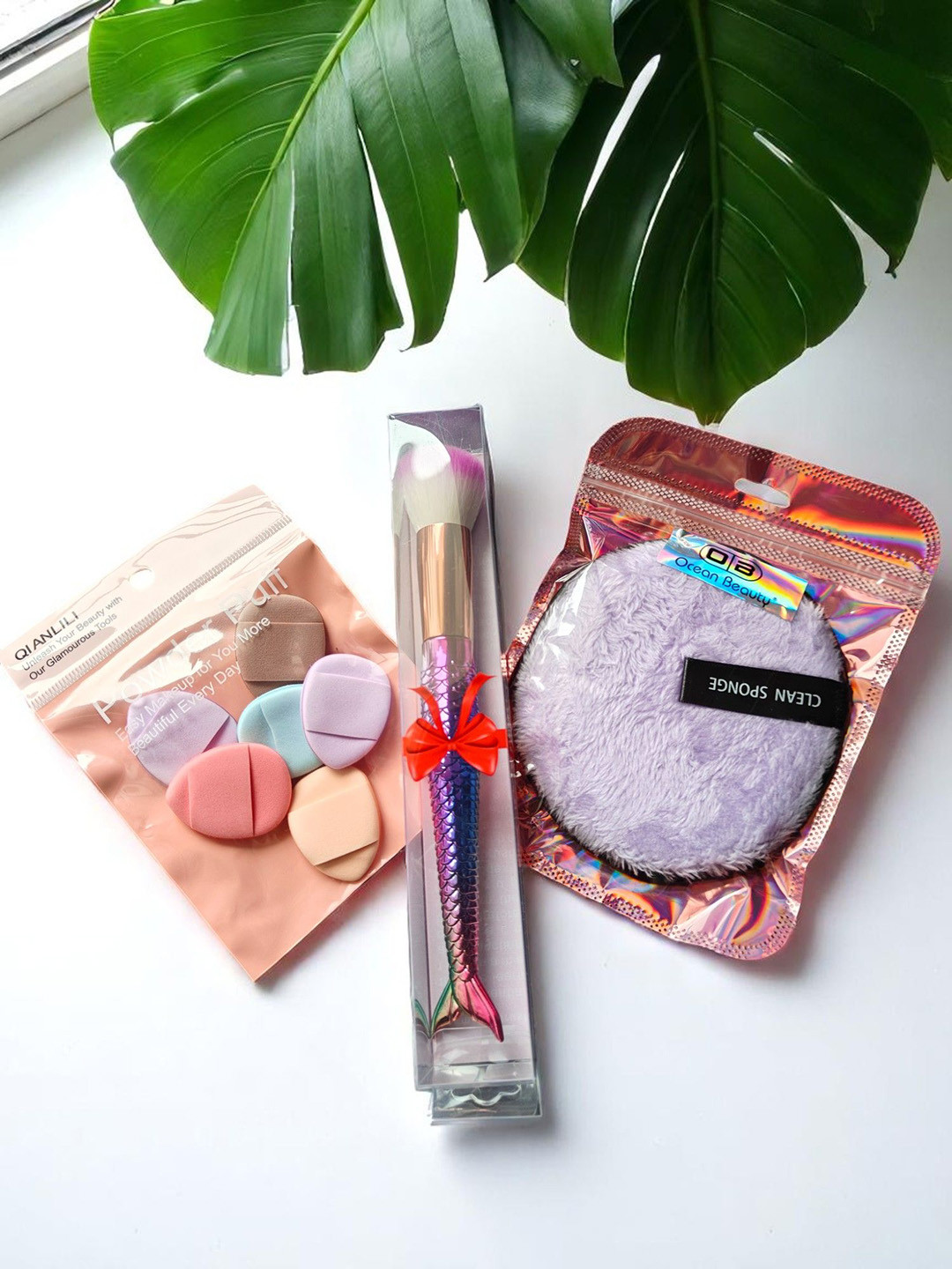 CHRONEX Set Of 8 Face Brush, Finger Eye Puff Sponges & Makeup Remover Pad