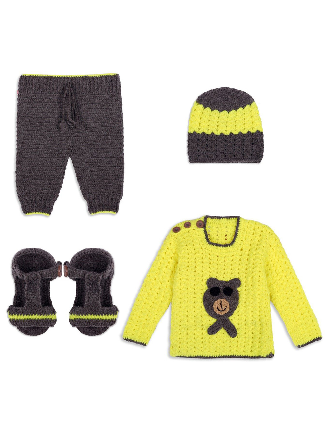 Pinkshierd Kids Self Design Round Neck Sweater With Jogger & Cap
