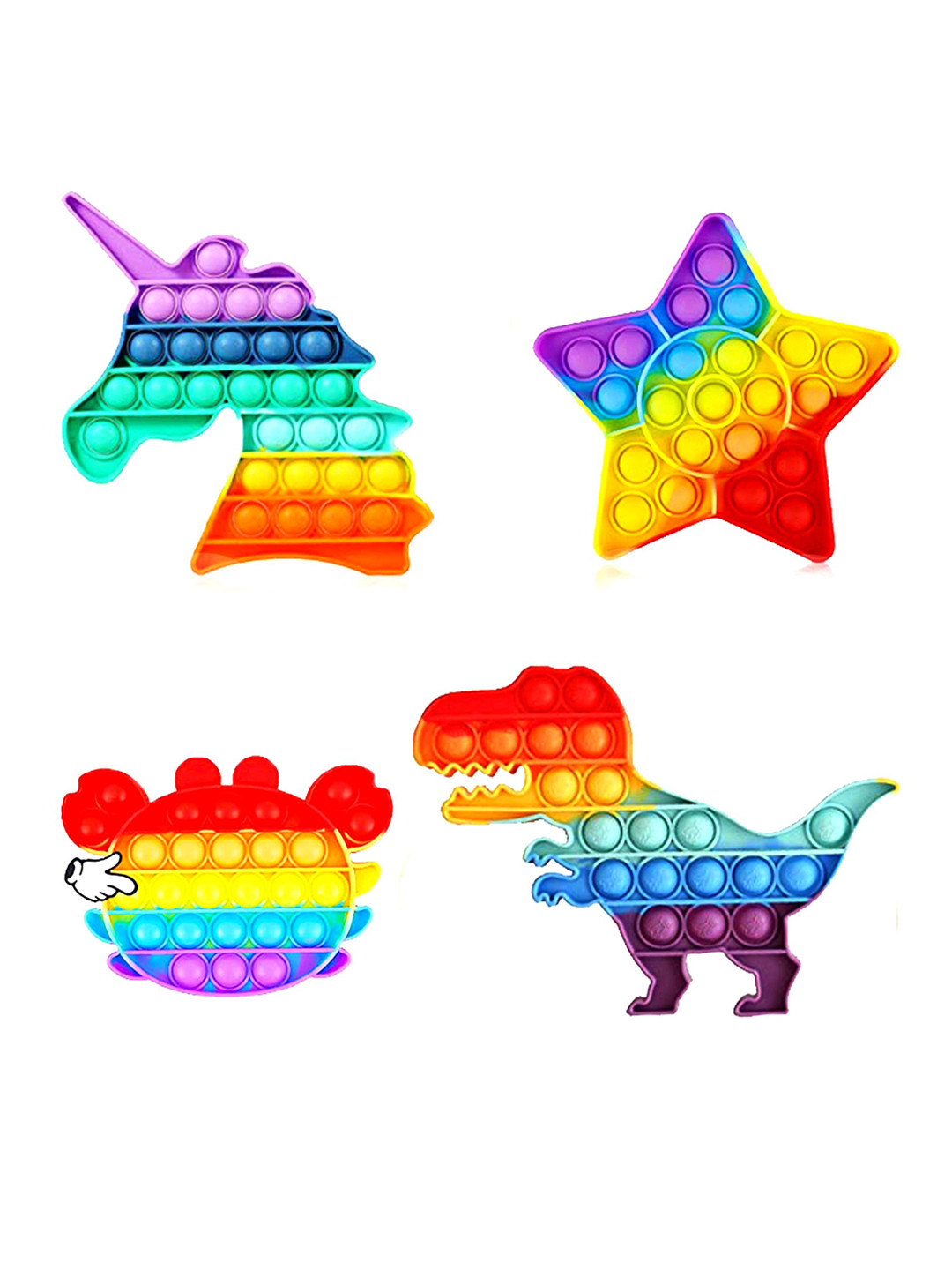 YK X Kids Mandi Kids Set Of 4 Stress Relief & Anti-Anxiety Pop It Bubble Fidget Toys