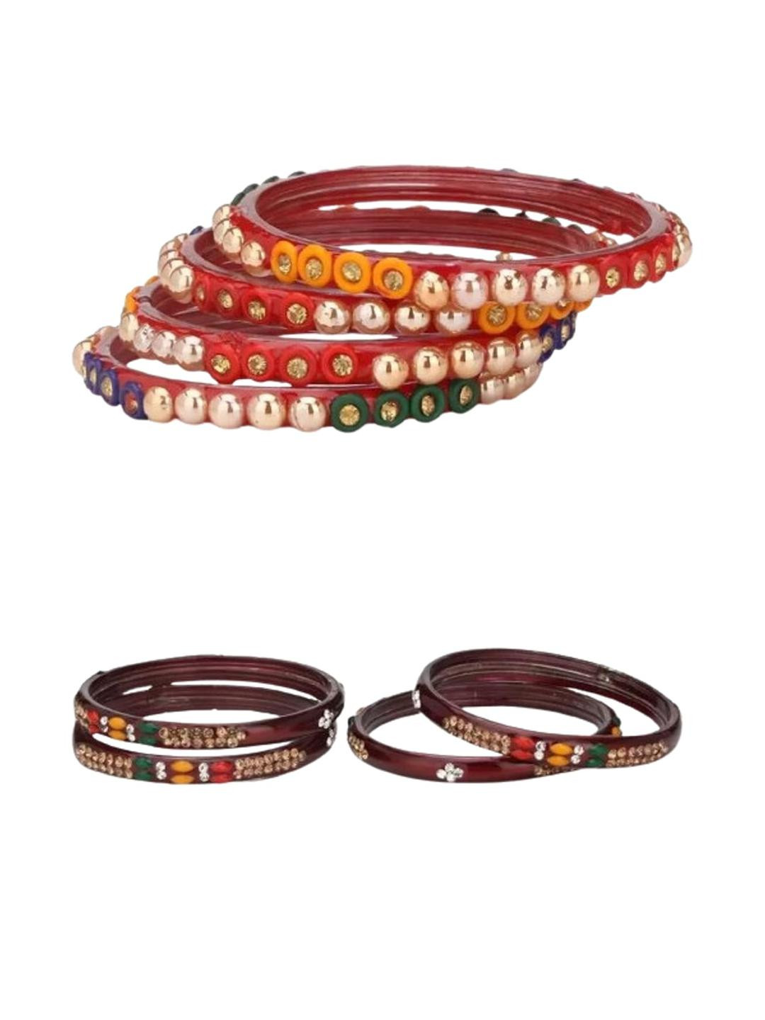 Somil Fashionable Glass Bangles/Kada Combo of 2, Pack Of 8