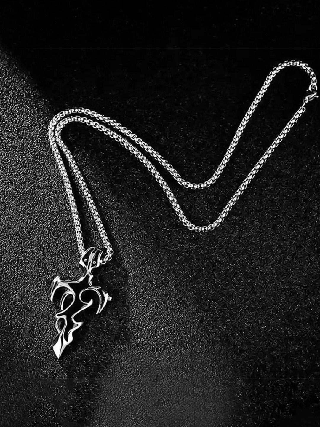 P. R. PRINTS Silver-Plated Stainless Steel Tribal Sword Pendant With Chain