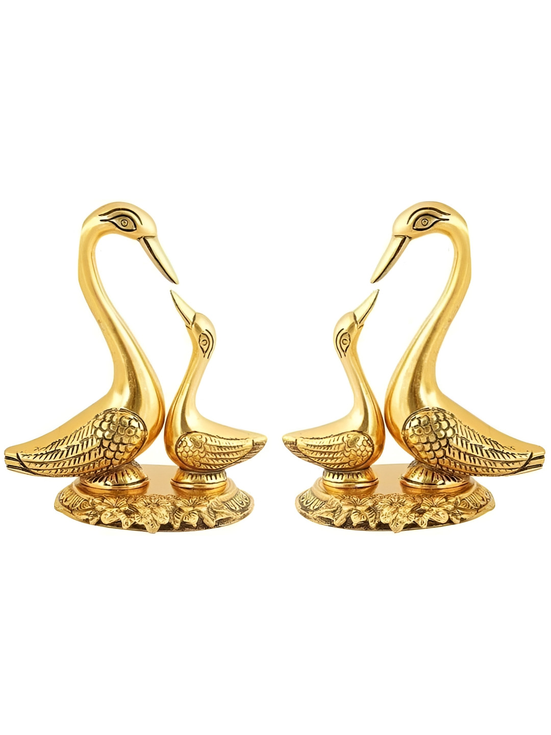 Aura 2 Pieces Gold-Toned Birds And Animal Figurine Showpiece