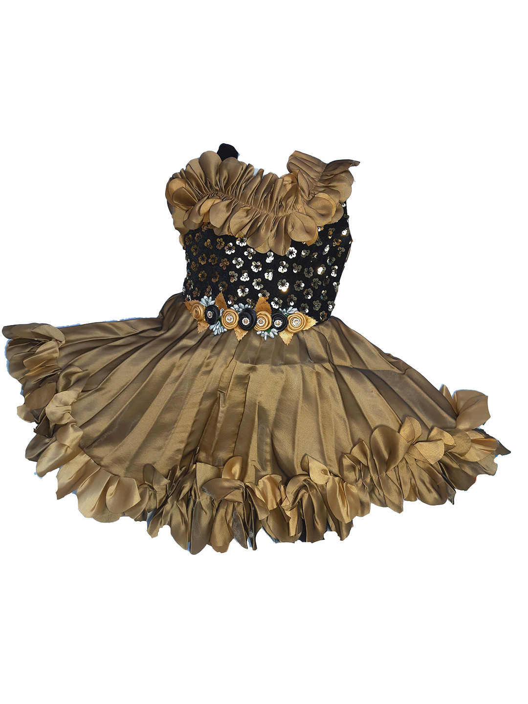 VILLATA FASHION Kids Girls Gold Toned Frock