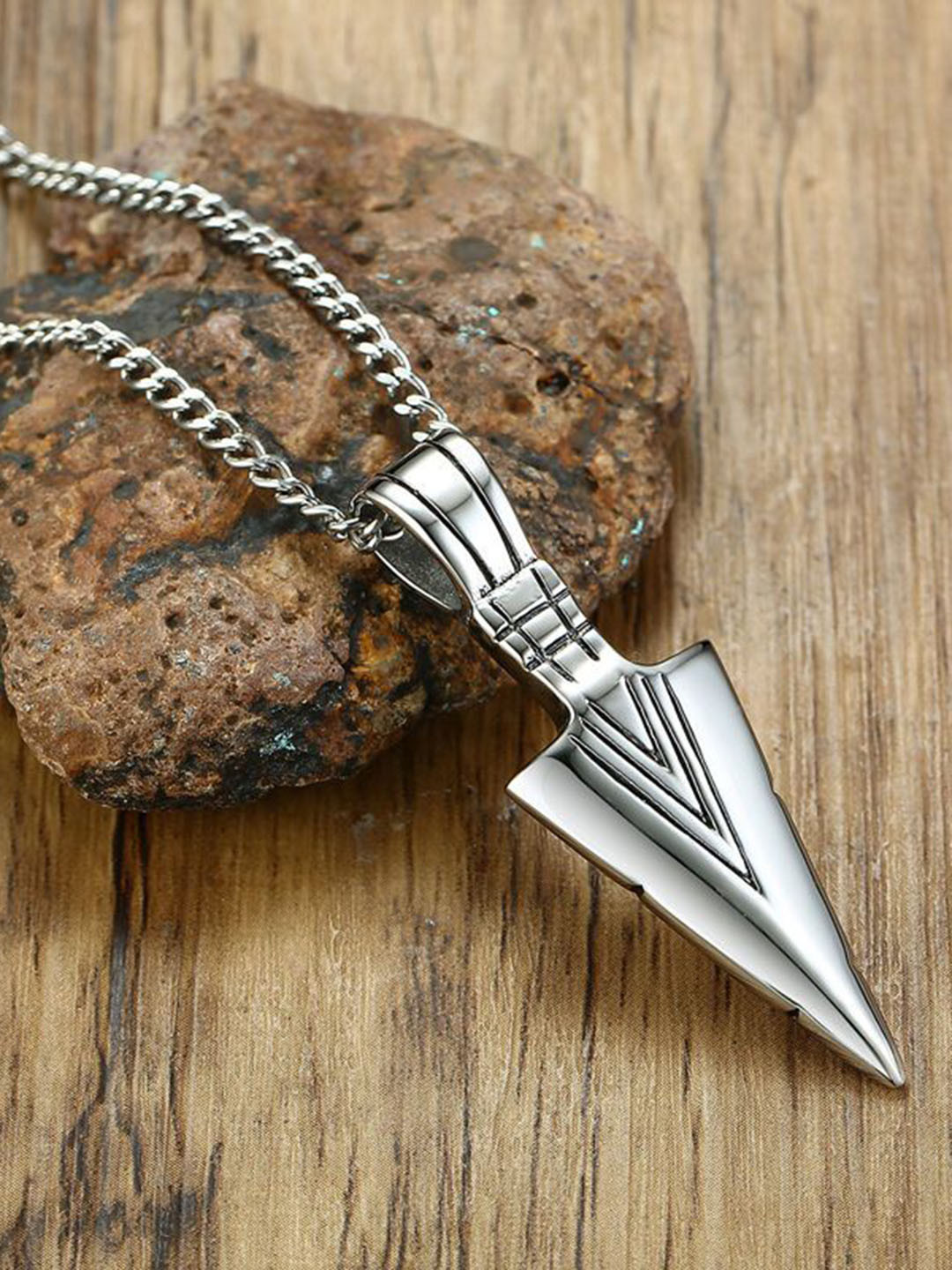 P. R. PRINTS Stainless Steel Silver-Plated Arrow Pendants With Chains