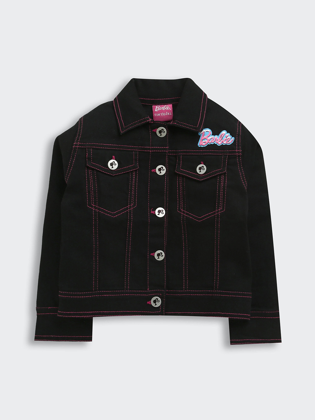 Tiny Girl Girls Solid Spread Collar Denim Jacket