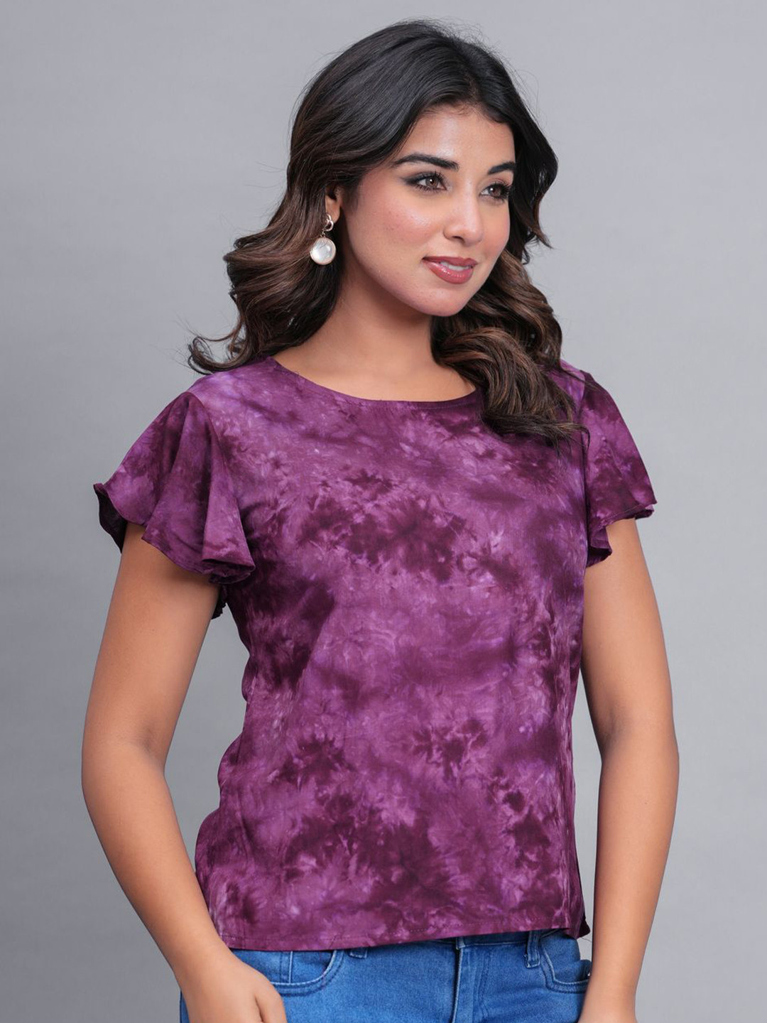 Bachuu Women Dyed Flared Sleeves Top