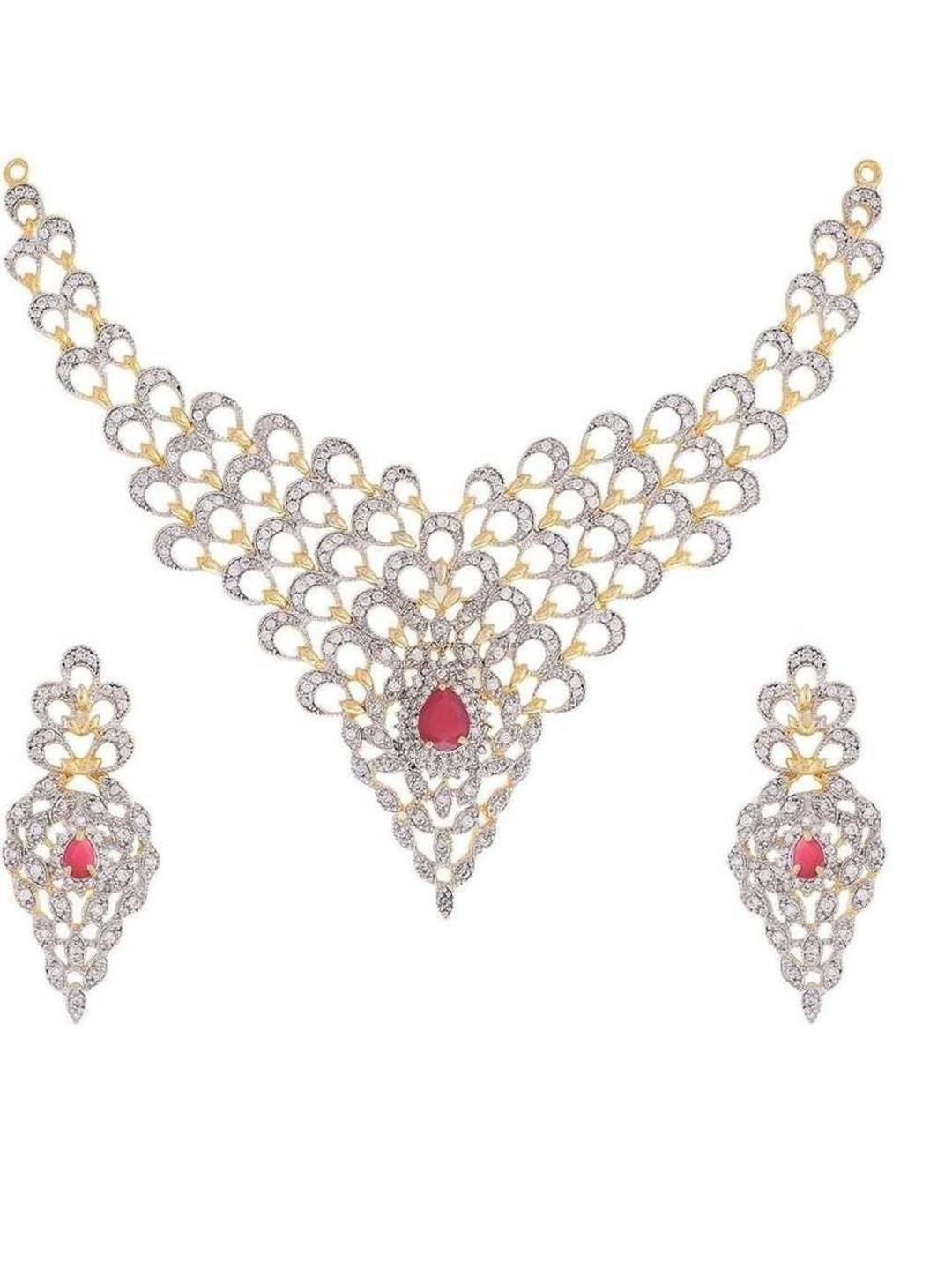 M CREATION women Metal Silver White Jewellery Set (Pack of 1)