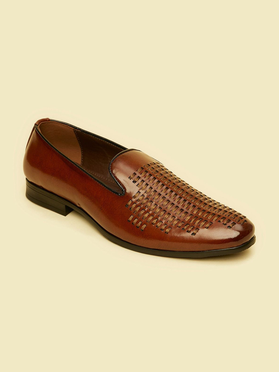 Manyavar Men Woven Design Laser Cuts Loafers