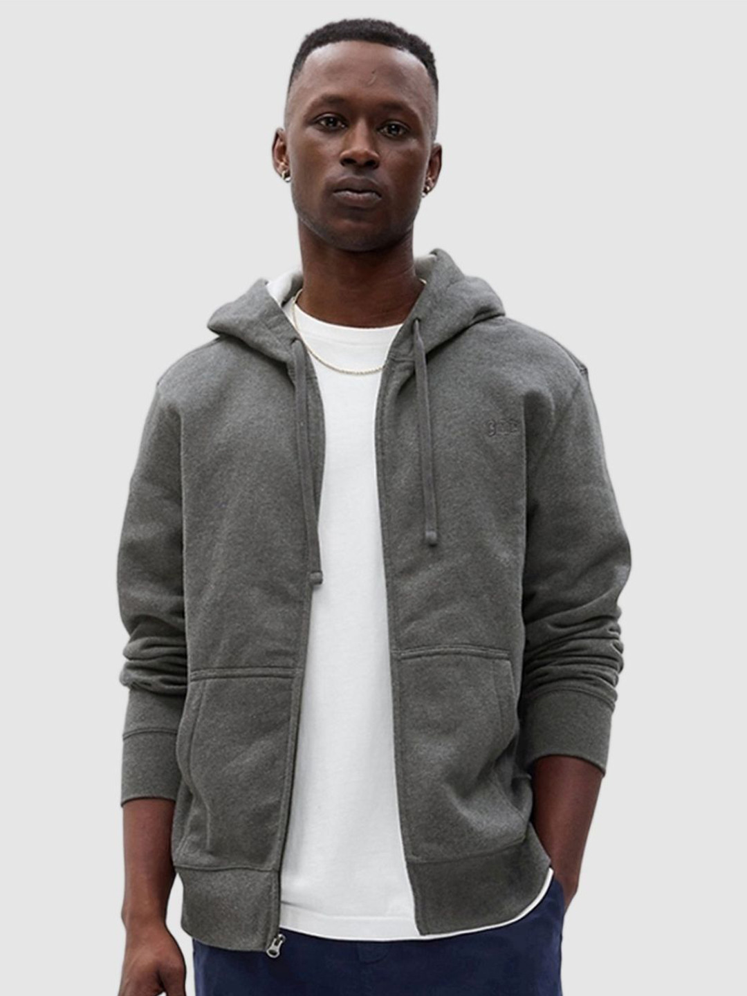 GAP Men Pure Cotton Full Zip Hoodie With Kangaroo Pockets