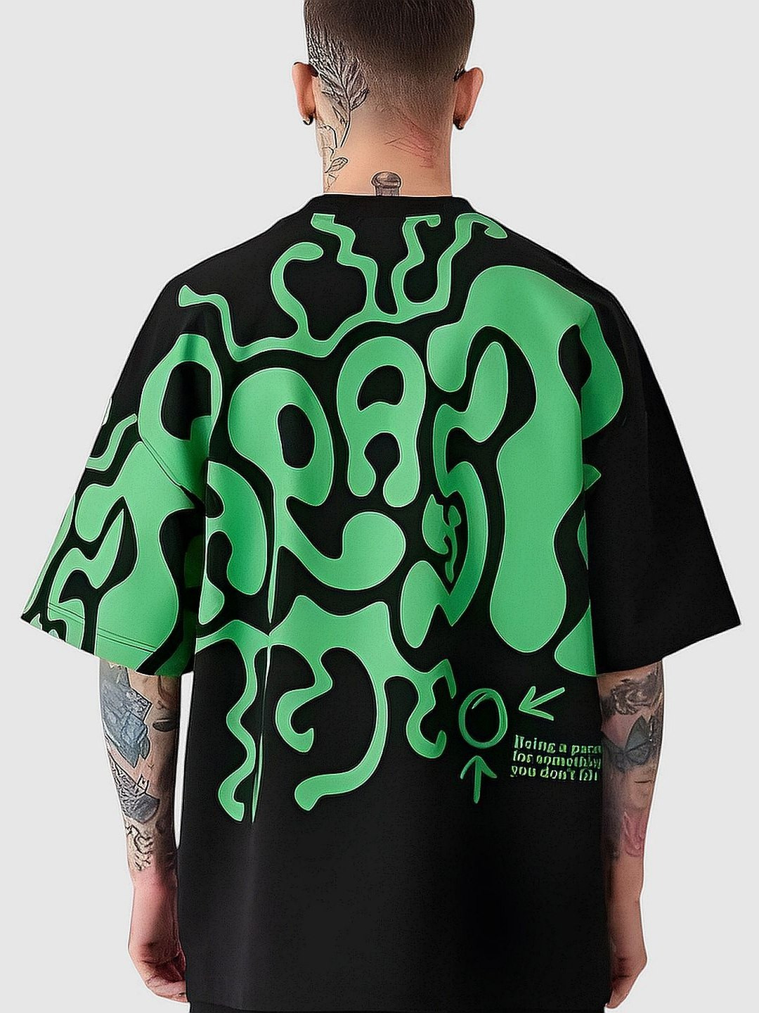 LAUREN ADAMS Abstract Printed Drop-Shoulder Sleeves Oversized Pure Cotton T-shirt