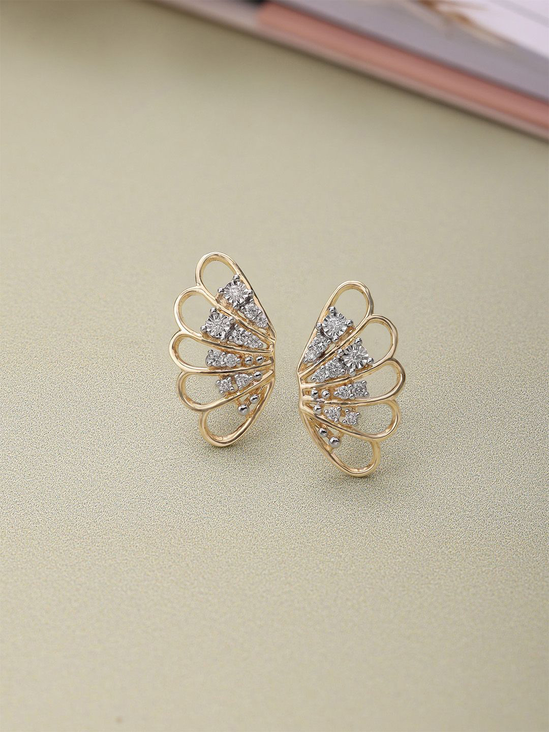 Mia by Tanishq 14KT Yellow Gold and Natural Diamond Butterfly Studs