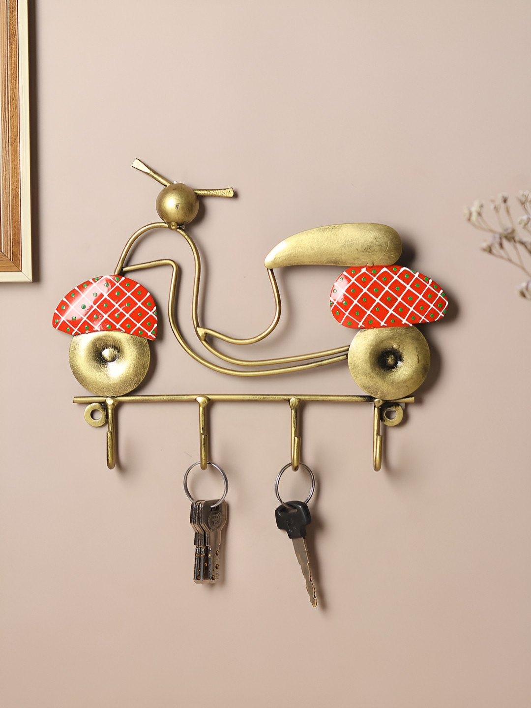 HABERE INDIA Red & Yellow Textured Metal Key Holders
