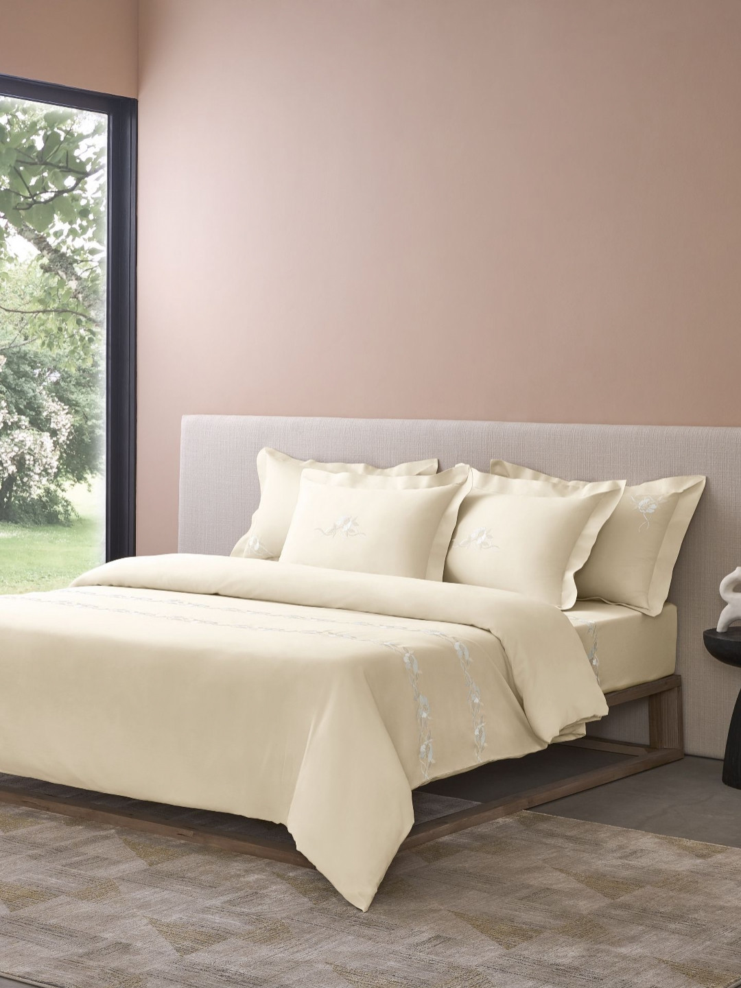 SANSAAR A DDECOR BRAND LIVE CONSCIOUSLY Cloud Cream King Bed Sheet Set -2.74m x 2.7m