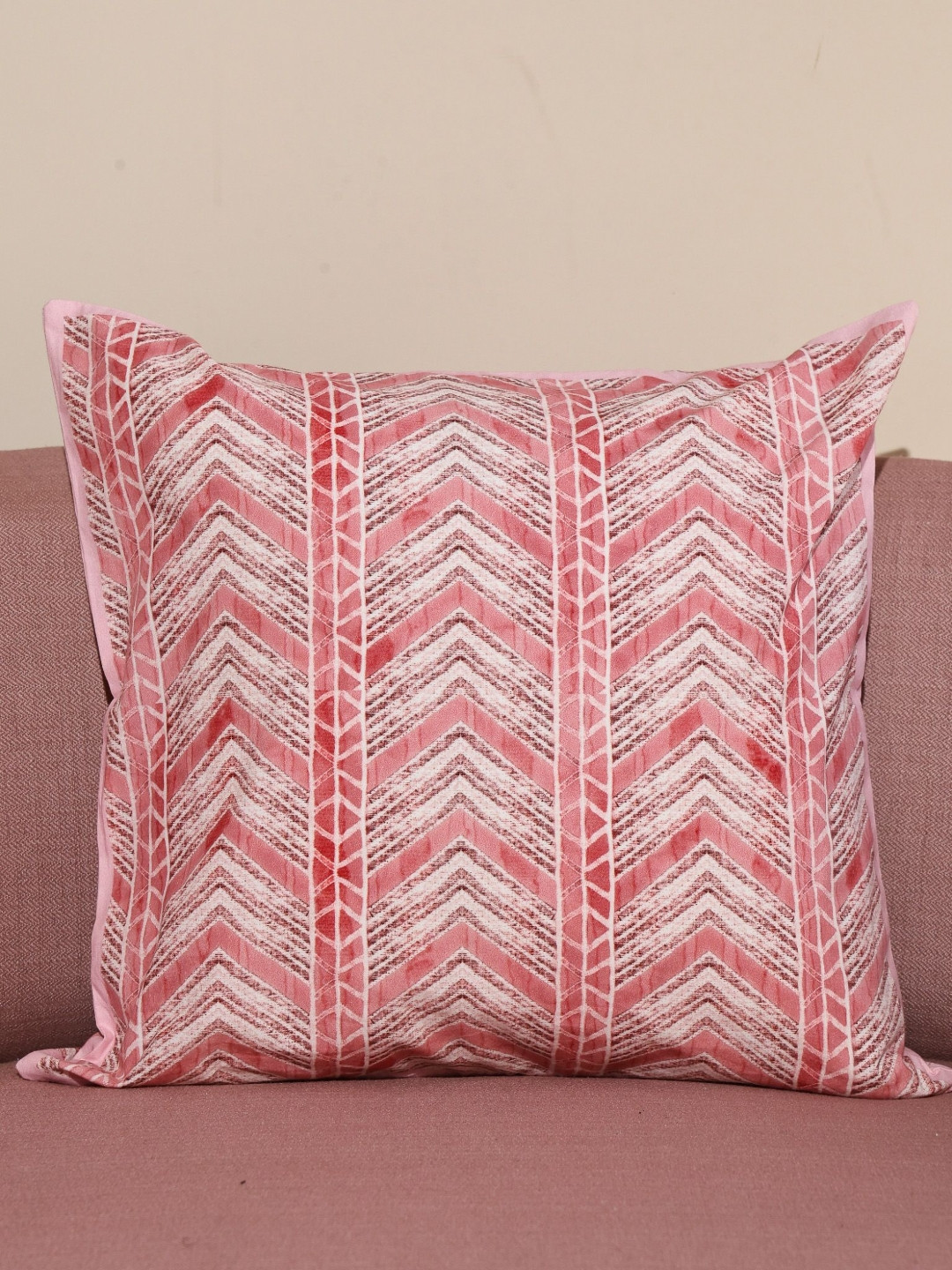 Crown of Poppies Whispers of Spring Pink Geometric Printed Cotton Square Cushion Covers