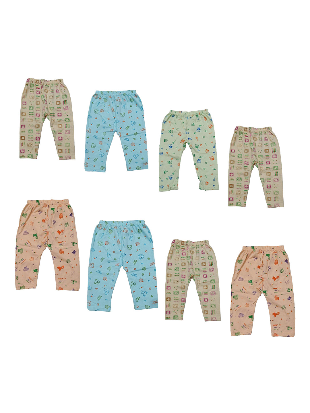 PALMLON Infants Pack Of 8 Printed Relaxed Fit Track Pants