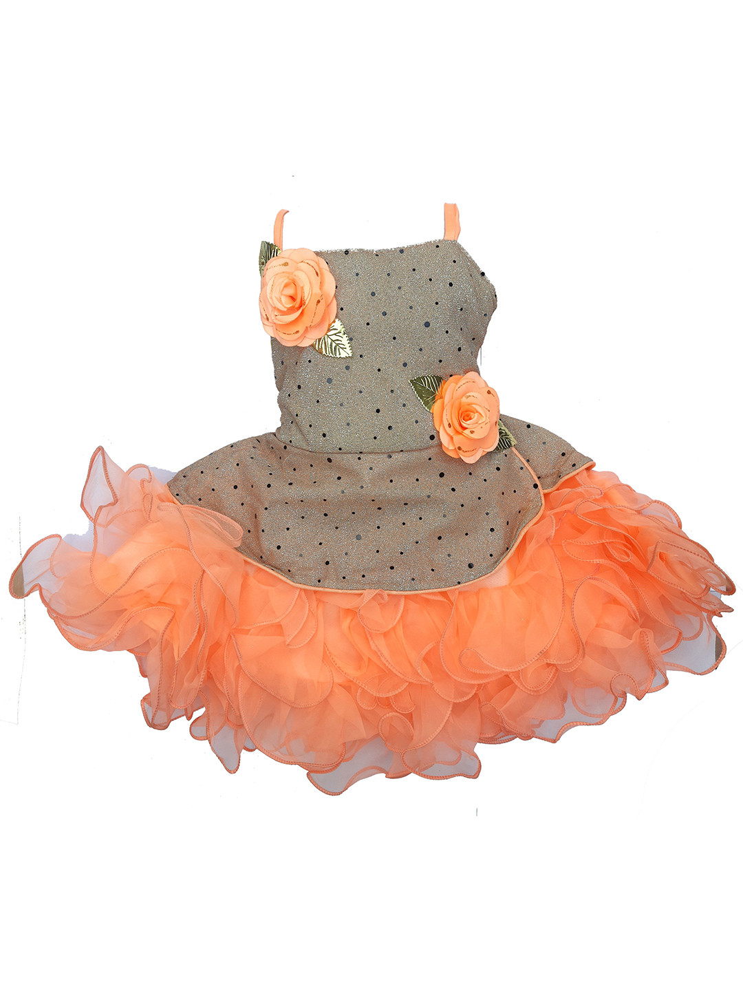 VILLATA FASHION Kids Girls Grey Orange Toned Frock