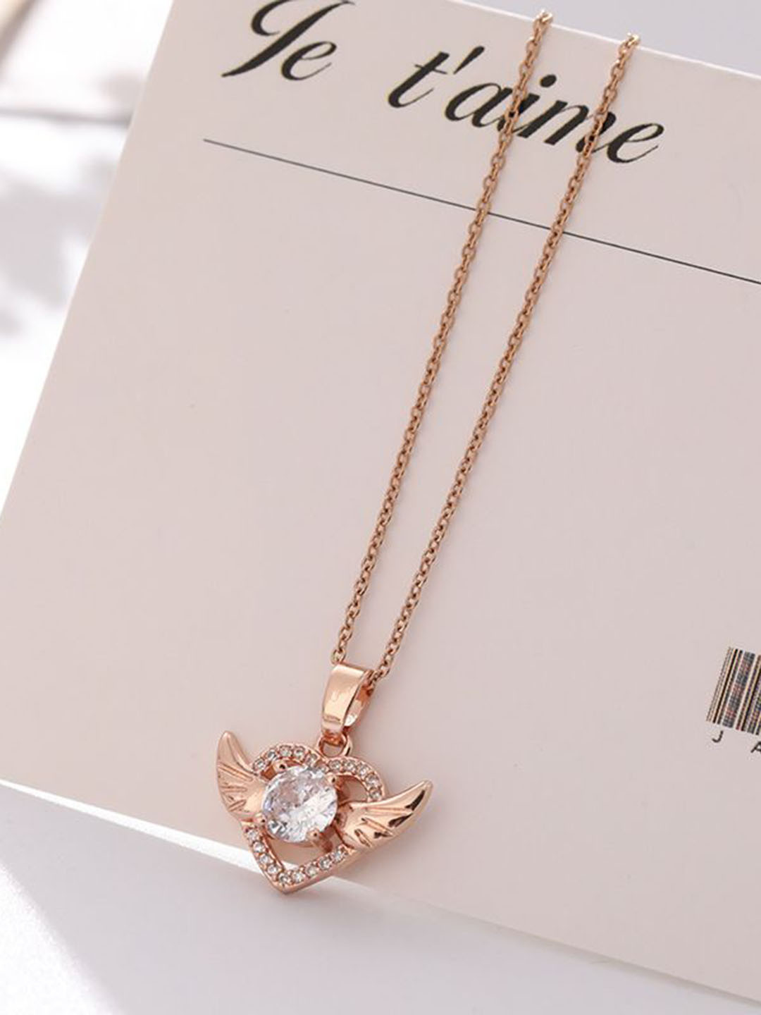 P. R. PRINTS Stainless Steel Artificial Stones Studded Heart Shaped Pendant With Chain