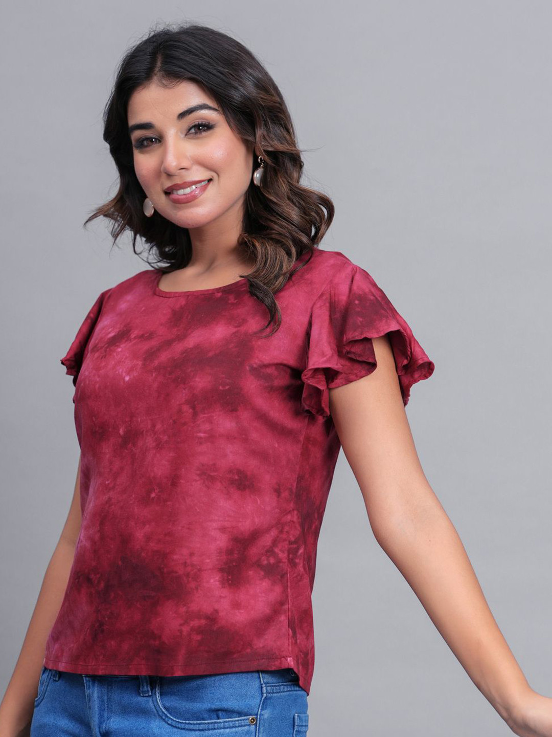 Bachuu Tie & Dye Dyed Flutter Sleeve Top