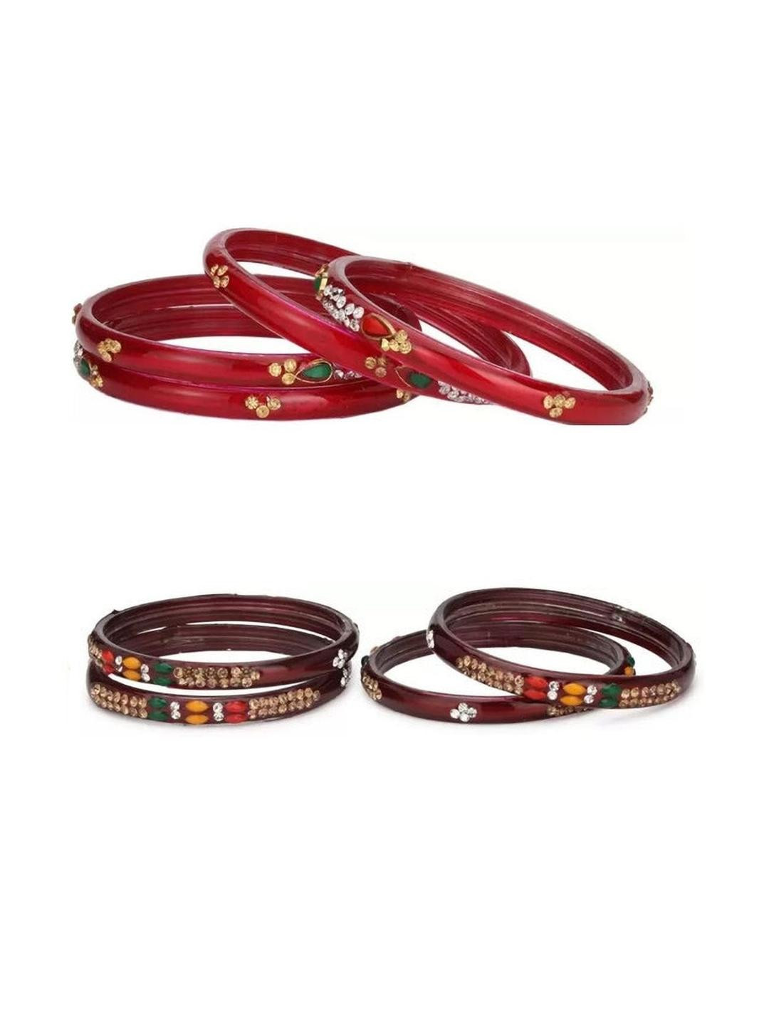 Somil Fashionable Glass Bangles/Kada Set of 2 With Colorful Chips & Beads