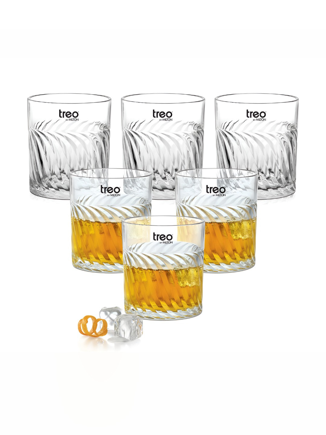 Treo Tide Whiskey Glass Set of 6 Premium Glass Tumbler 340 ml