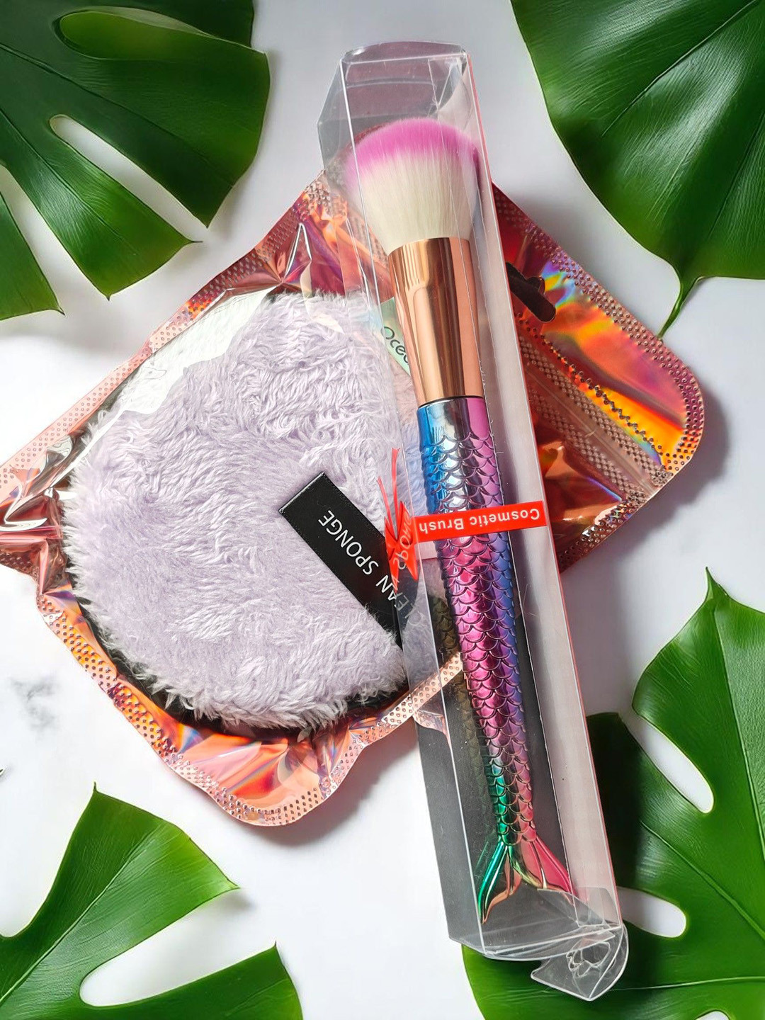 CHRONEX Set Of 2 2-In-1 Professional Makeup Brush With Makeup Remover Pad