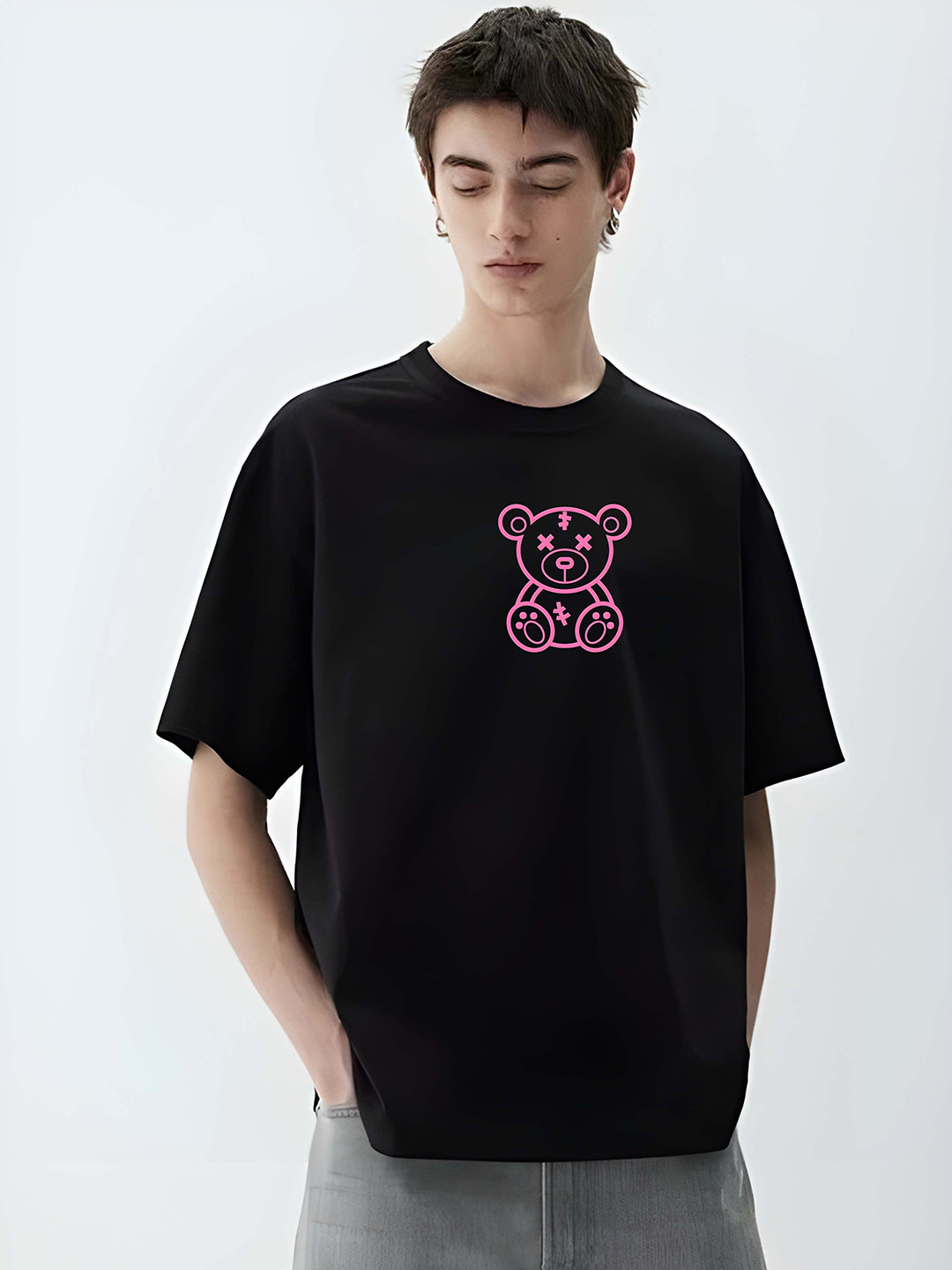KAIDO Graphic Printed Round Neck Drop-Shoulder Sleeves Oversized Pure Cotton T-Shirt