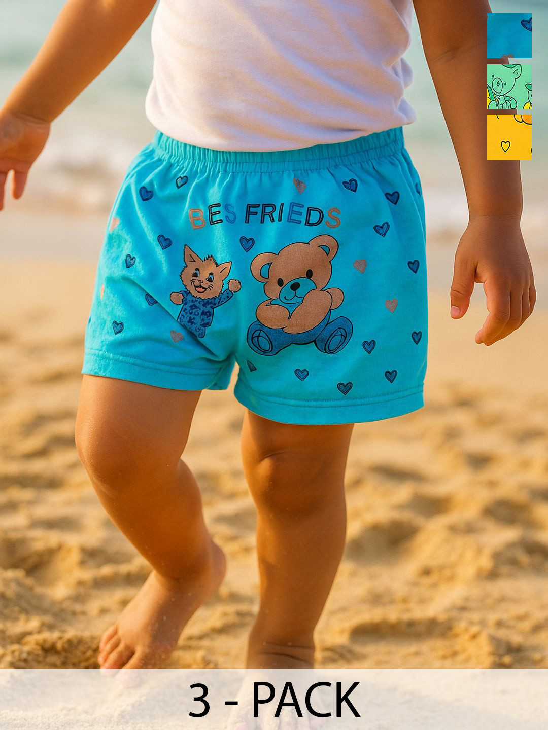 CORTICA Unisex KidsPack of 3 Regular Fit Mid-Rise Graphic Printed Ben 10 Shorts