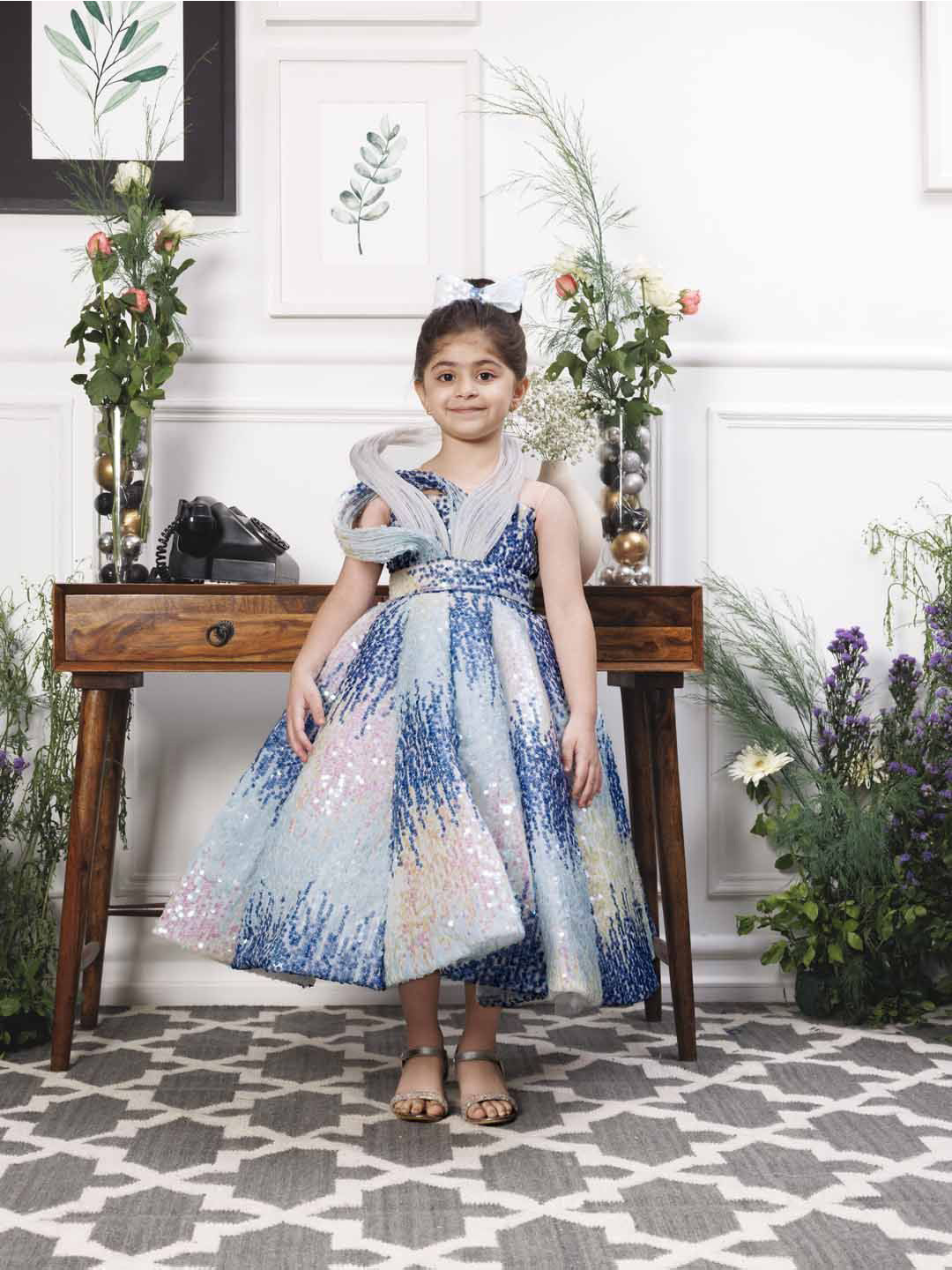 The Lush Affair Margaret Girls Embellished Fit & Flare Midi Dress