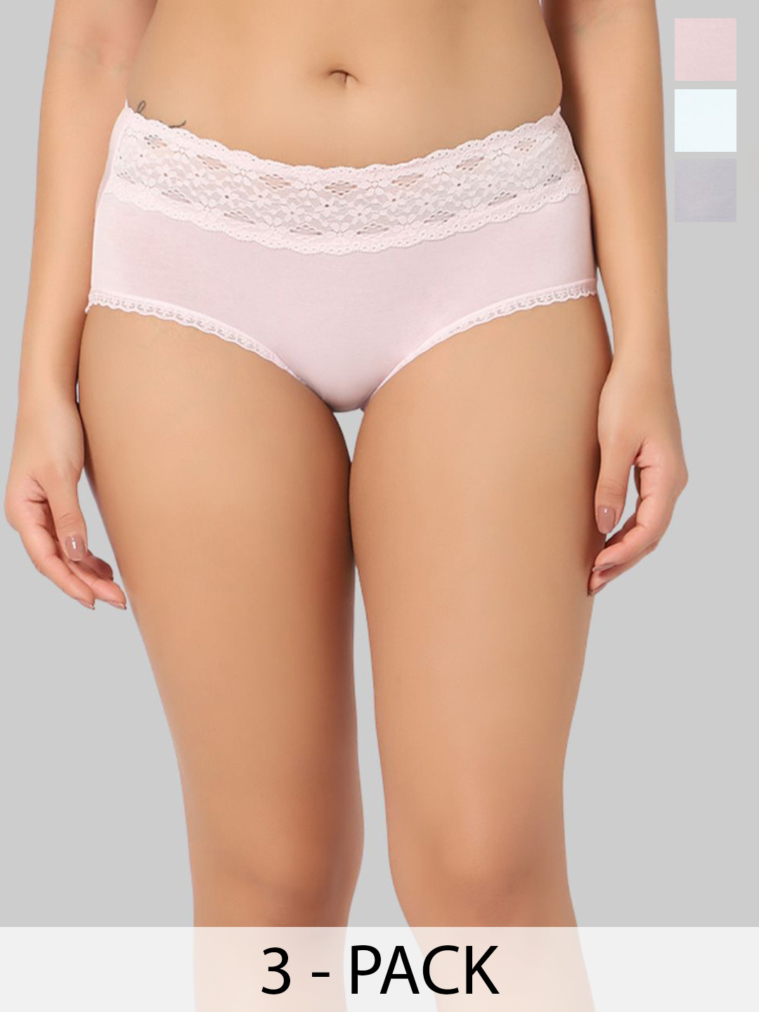 INTIMATE QUEEN Pack Of 3 Mid-Rise Hipster Briefs IQ-YBU-FP-XS