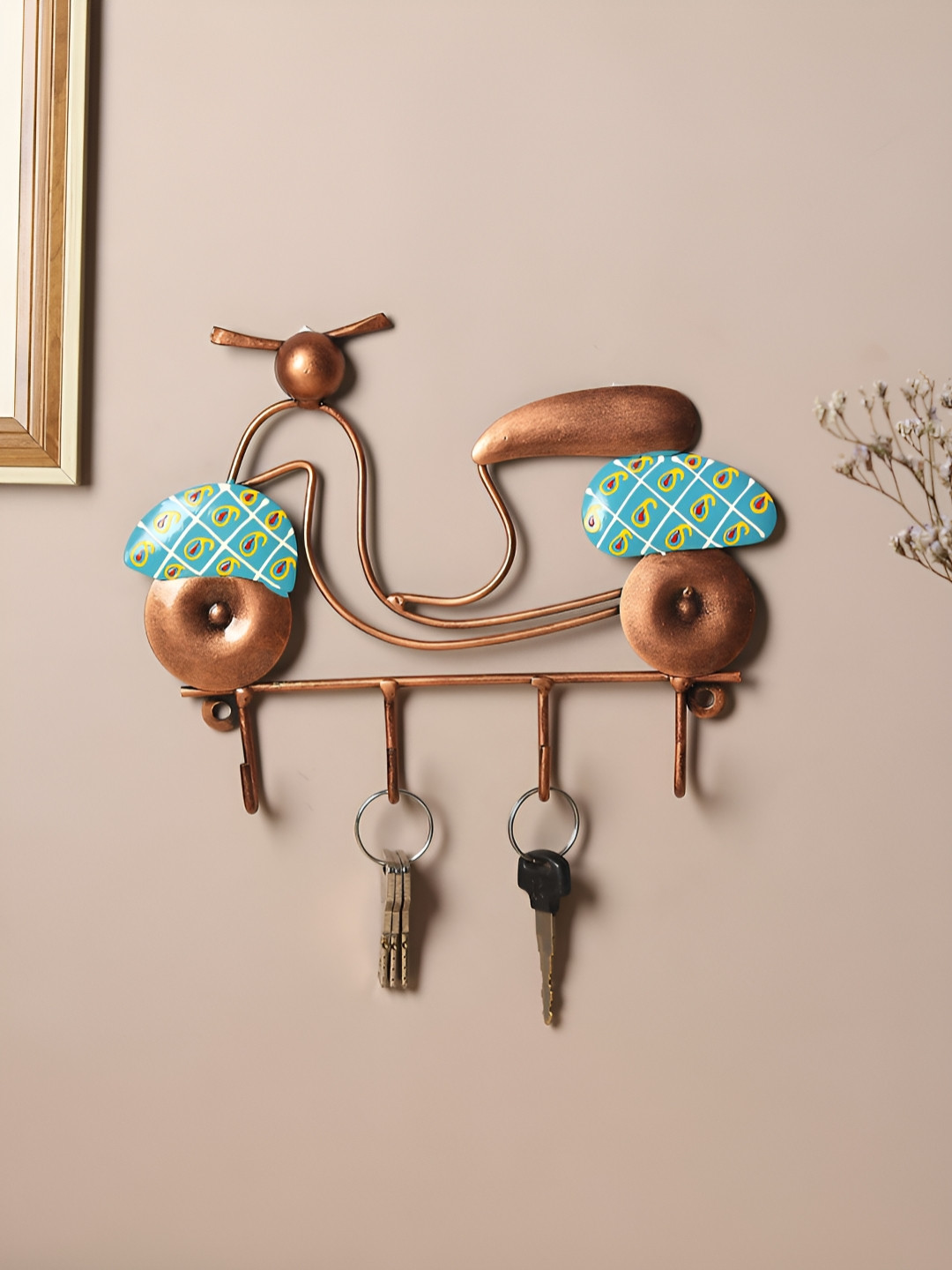 HABERE INDIA Blue & Brown Textured Metal Key Holders