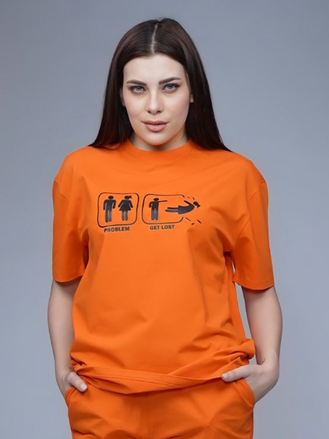 CREATIVE LINE Women Typography Printed Round Neck Cotton Oversized T-shirt