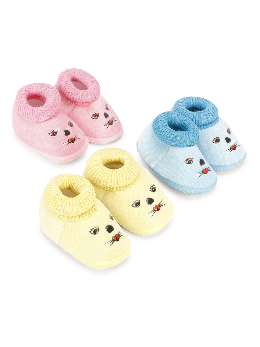 Dhairya Collection Unisex Kids Pack Of 3 Cotton Mickey Mouse Booties