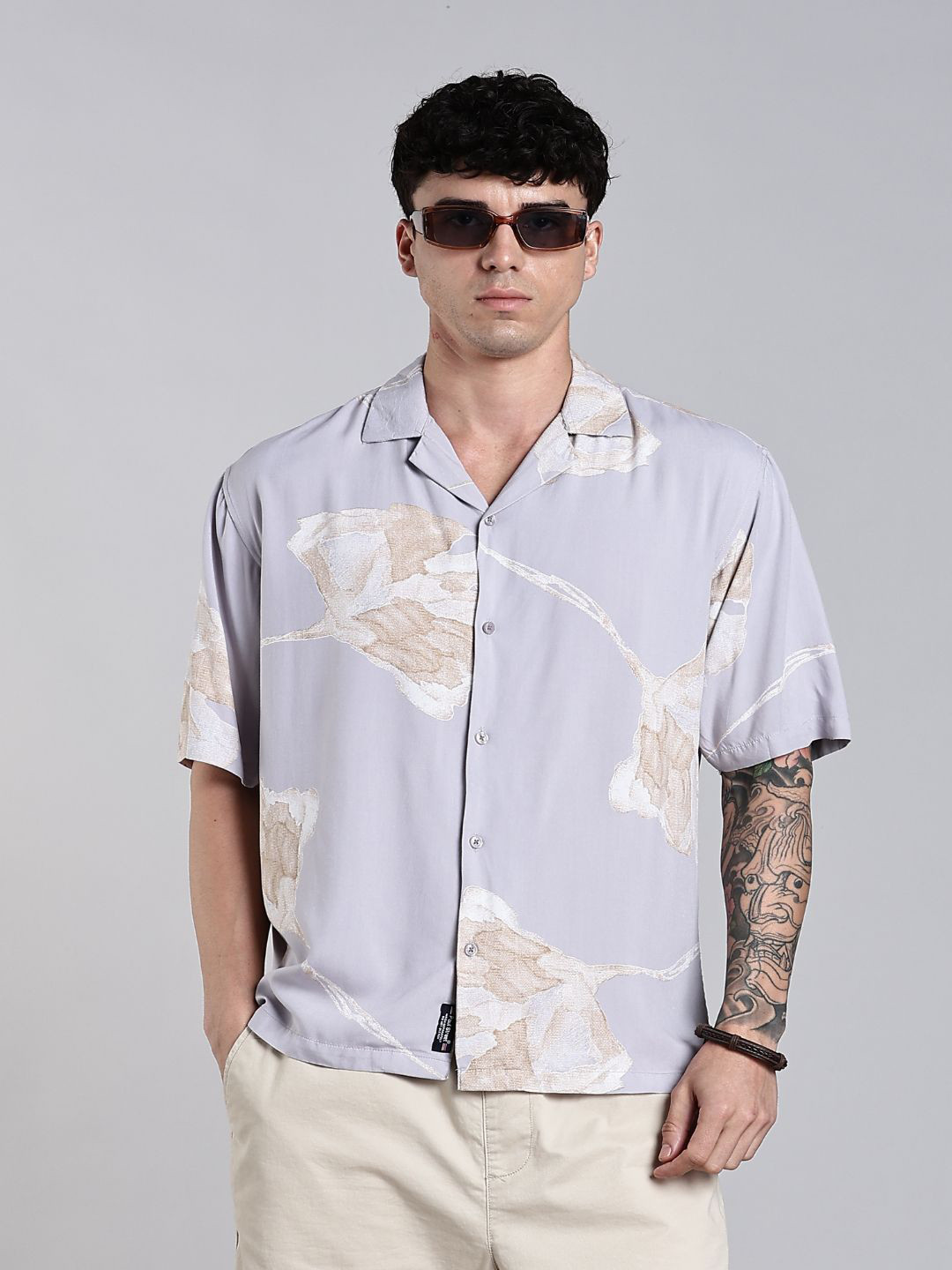 PAUL STREET Tropivo Abstract Printed Cuban Collar Comfort Boxy Casual Shirt