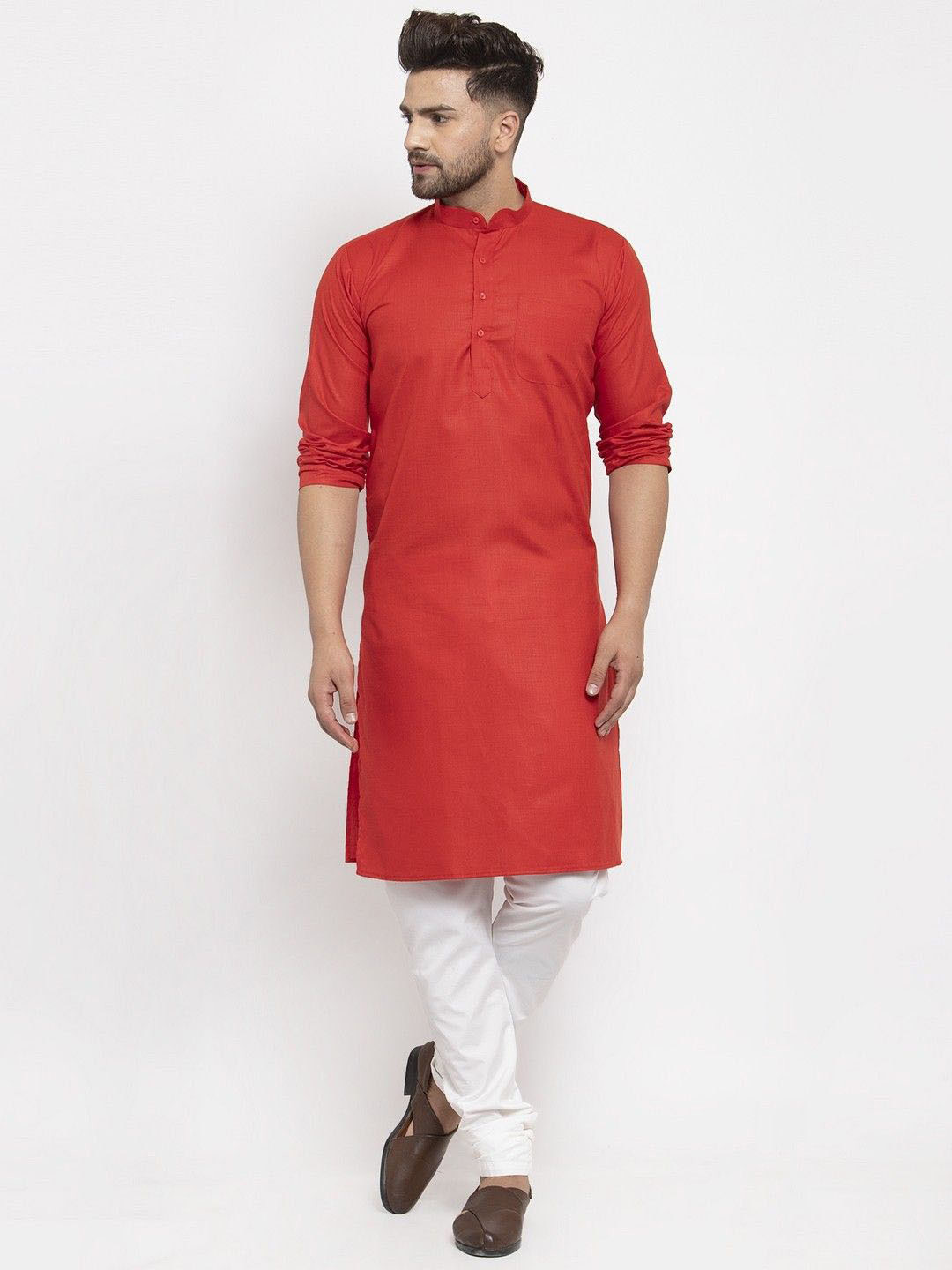 Attigo Band Collar Full Sleeves Straight Kurta