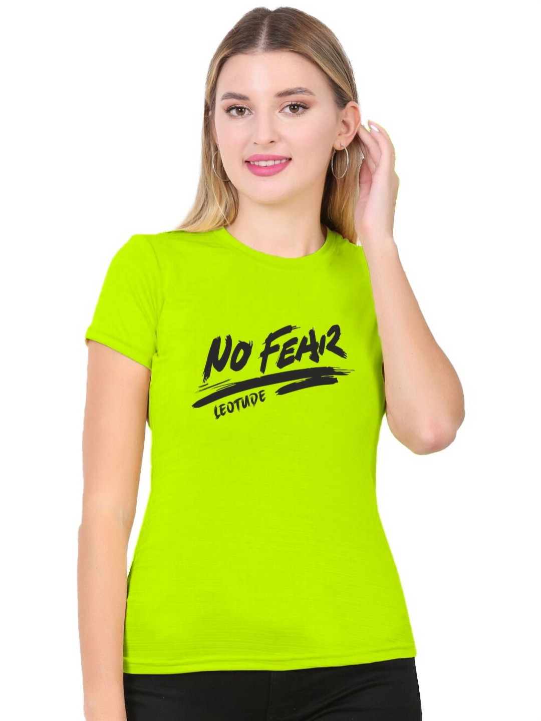Leotude Typography Printed Round Neck Loose Fit T-shirt