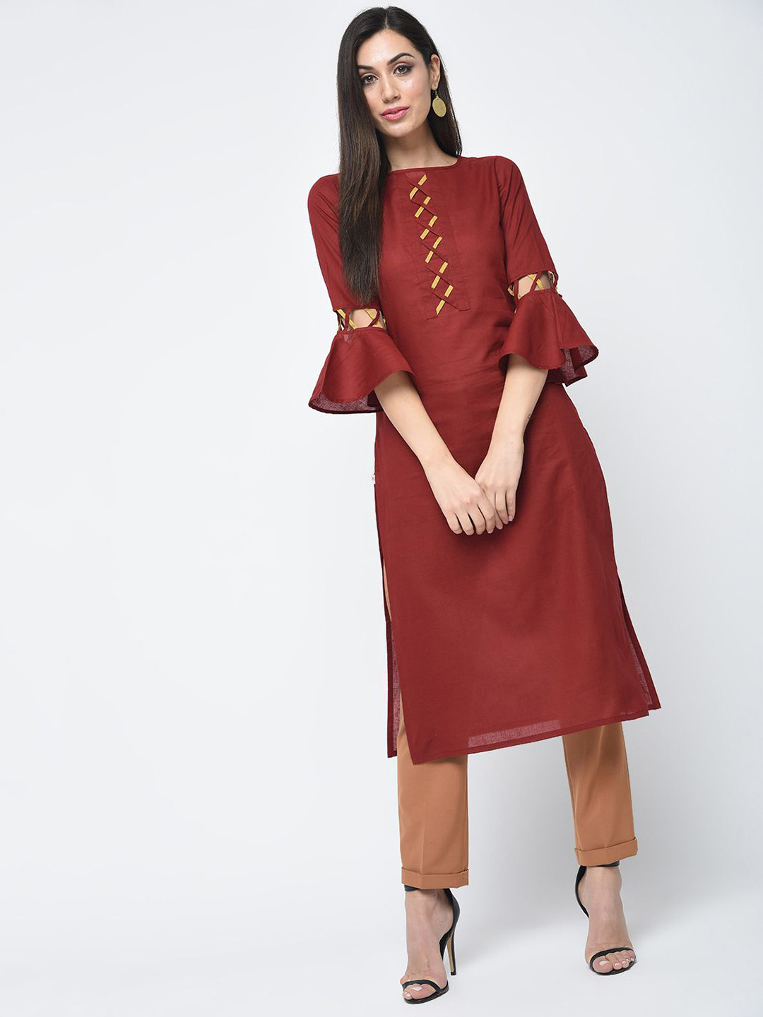 ANIYAH Women Solid Daily Cotton Straight Kurta