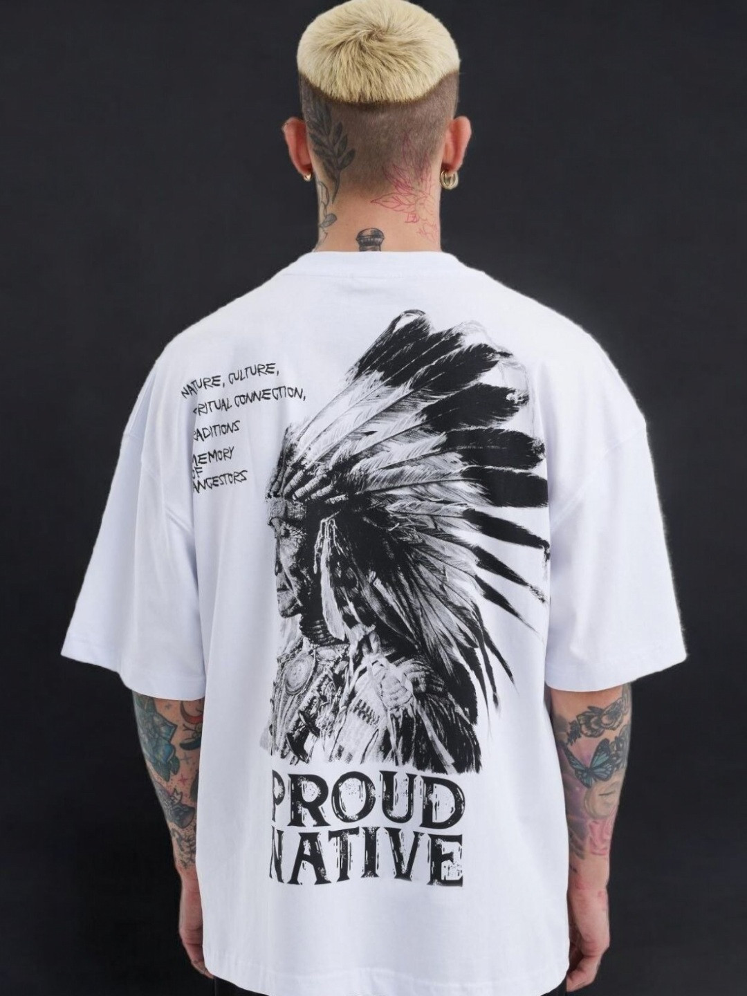 LAUREN ADAMS Graphic Printed Drop-Shoulder Sleeves Oversized Pure Cotton T-shirt