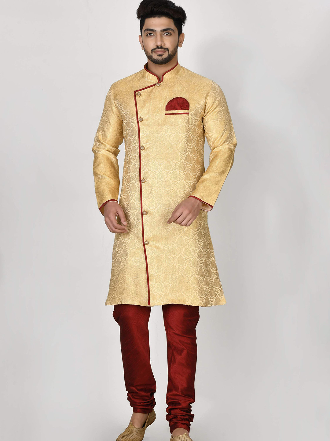 RANAK Men Regular Silk Georgette Kurta with Churidar