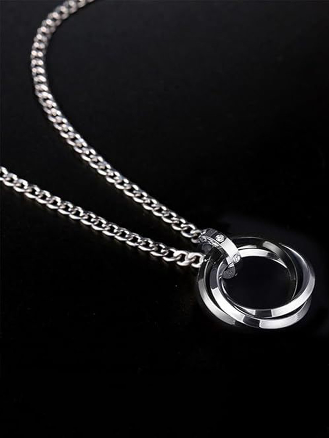 P. R. PRINTS Silver-Plated Stainless Steel Lycogel Ring Pendant With Chain