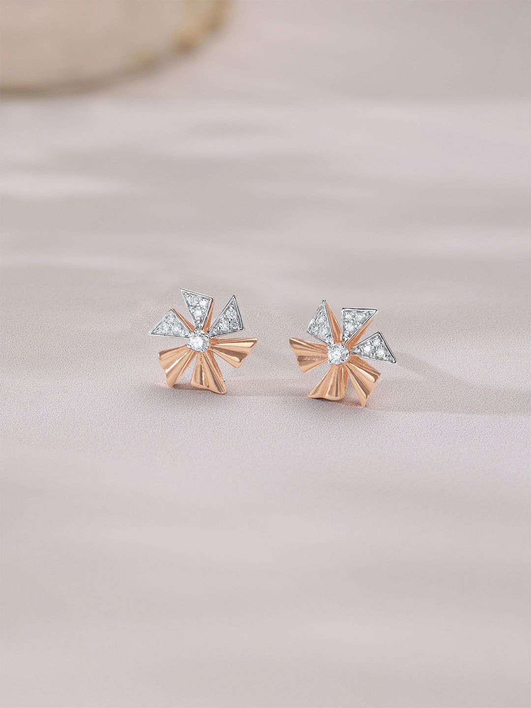 Mia by Tanishq 18KT Rose Gold and Natural Diamond Stud Earrings - 3.297g