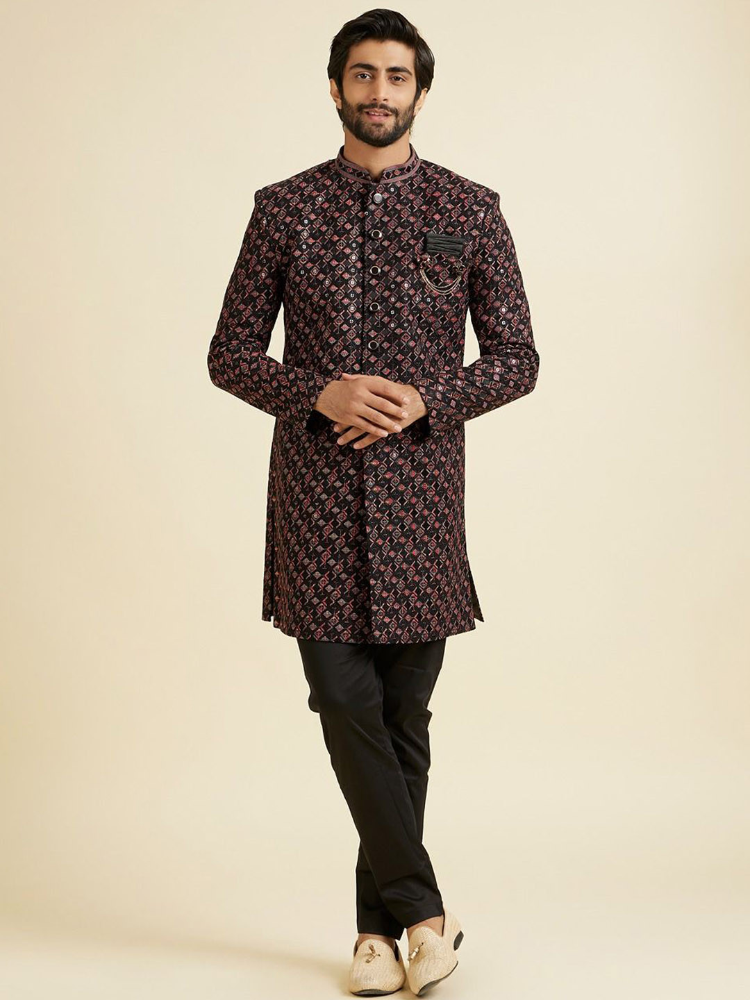 Manyavar Embroidered Indo Western Sherwani Set