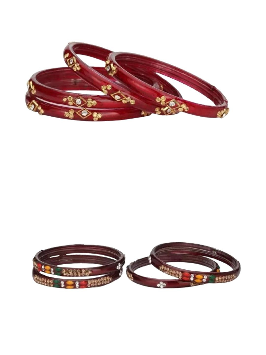 Somil Fashionable Glass Bangles/Kada Set of 2 With Colorful Chips & Beads