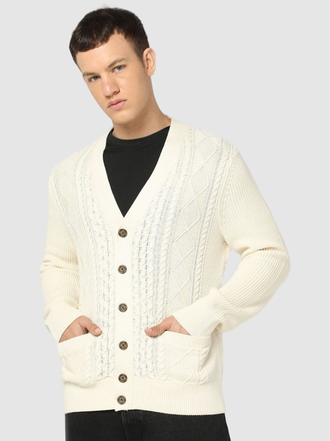 GAP Cable Knit Pure Cotton V-Neck Cardigan