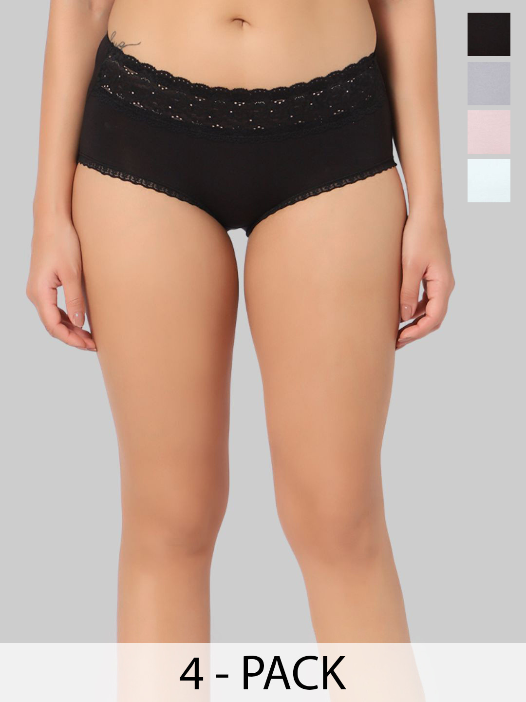 INTIMATE QUEEN Pack Of 4 Mid Rise Hipster Briefs IQ-MBU-FP-XS