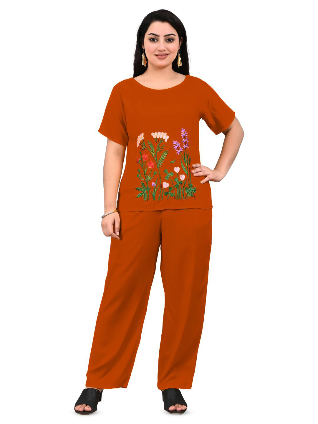 BlueWears Embroidery T-Shirt & Trousers Co-Ords Set