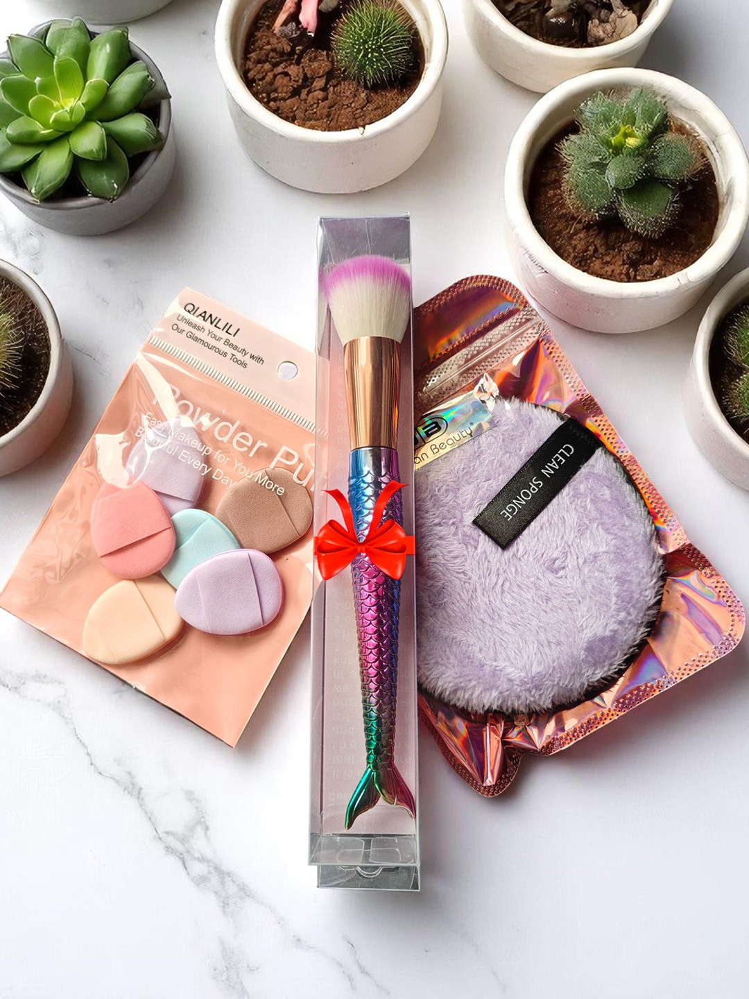 CHRONEX Set Of 8 Face Brush, Finger Eye Puff Sponges & Makeup Remover Pad