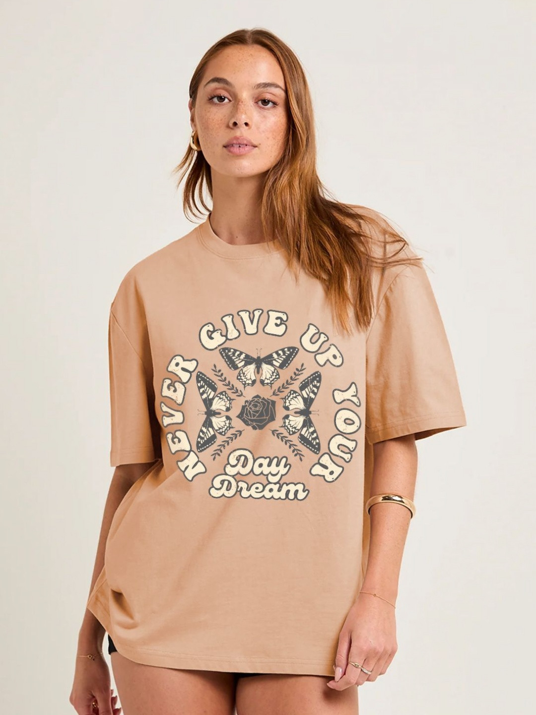 PRONK Day Dream Graphic Printed Drop-Shoulder Sleeves Oversized Cotton T-shirt