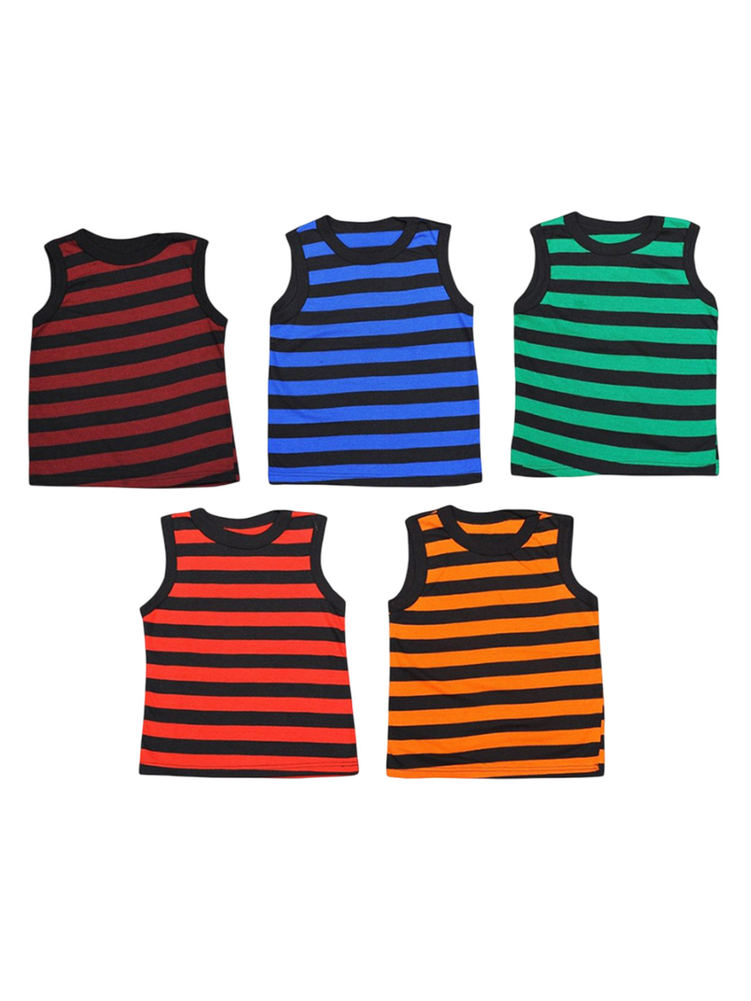 MRB Boys Pack Of 5 Striped Basic Vest VAN